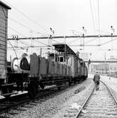 Statens Järnvägar SJ Elarbetsvagner,  bangårdsombyggn.
Karlberg o tunneln, el-arbete.