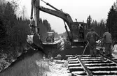 Järnvägsbygge. Banarbete.