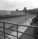 Växjö järnvägsstation och bangård.