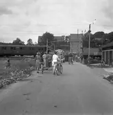 Tågolycka i Väsby. Spruthus till höger i bild, där bakom skymtas en hjälpvagn från Stockholm Central.