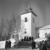 Överluleå kyrka i Boden. Fotot taget i samband med invigningen av eldrift på sträckan Långsele-Boden.