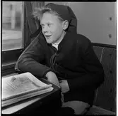 Alf Larsson som Nils Holgersson för Statens Järnvägar, SJ.