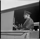 Lokförare i arbete.