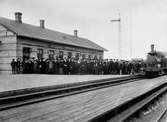 Strömsnäsbruk järnvägsstation. Skåne-Smålands Järnväg, SSJ lok 7.