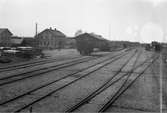 Halmstad - Nässjö Järnväg. HNJ station.
Spåret nere till höger i bild leder till en vändskiva och till Skogsfors Bruk.