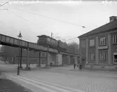 Statens Järnvägar, SJ D-lok med provvagn. Elektrifieringen av Västkustbanan.