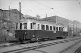 Stockholm - Roslagens Järnväg, SRJ elmotorvagn 123, skrotad 1992.