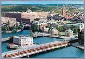 Stockholm. Vy från Stadshuset. Sträckan mellan Stockholm Central och Riddarholmen.