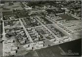 Flygfoto över Skurup. Malmö - Ystads Järnväg, MYJ.