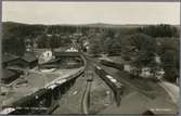 Vy över bangården vid Långshyttan station.
