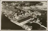 Flygfoto över Husum pappersmassefabrik.