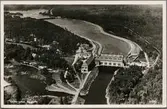 Flygfoto över Untraverket kraftverk i Dalälven.