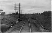 Platsen för olyckan på Norra Östergötlands Järnvägar, NÖJ, 1939. På linjen mellan Kimstad och Lillie i närheten av Aspa.