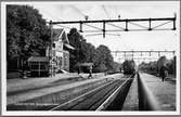 Landvetter järnvägsstation, nedlagd 1982. Boggiellok.