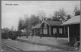 Nättraby - Alnaryd - Älmeboda Järnväg, NAEJ lok 2 med tåg ankommer Rävemåla station.