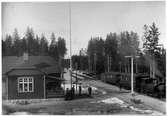 Njupa station med ett av dom två Voxna - Lobonäs Järnvägar, WLJ lok.