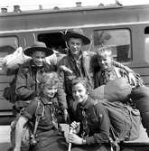 Scouter hem från Lappland.
13 juli 1957.