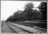 Bergsbrunna stations bangård och plantering. Stationen öppnad 1866.