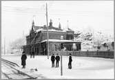 Borås nedre station med personal år 1905.