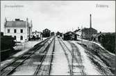 Enköping station i början av 1900 - talet innan linjerna mot Heby och Uppsala byggts.