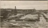 Gefle verkstadsbyggnader under uppbyggnad vid Gävle år 1903. Gävle - Dala Järnväg, GDJ.