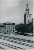Kristianstad - Hässleholms Järnväg, CHJ  Station om kyrkan i Kristianstad ,         Juli 1944.