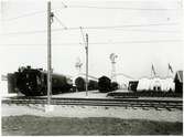 Baltiska utställningen 1914. Snöslunga och godsvagnar.