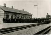 Strömsnäsbruk järnvägsstation. Skåne-Smålands Järnväg, SSJ lok 7.