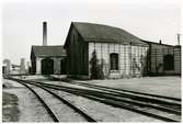 Verkstad och lokstallar vid Visbys station.