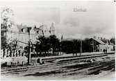 Älmhults station sett från bangårdssida i norr på 1890-talet.