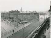 Utsikt från Vasagatan 24 mot centralstationen och nya Klarabergsbron.