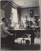 Provisorisk telegrafexpedition på Stockholms Centralstation.