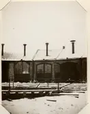 Halmstads lokstation, detalj av 15 meters vändskiva och lokstall.