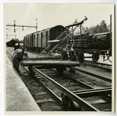 Tvååker. Lastning/lossning av slipers.