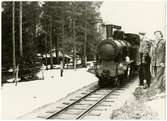 Stockholm - Roslagen Järnväg, SRJ lok 21. Tillverkat av Atlas 1909, skrotat 1960. Sköldsta anhalt.