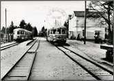 Möte mellan Y 2127 och tåg  Y 2126  vid Ålem station på Kalmar - Berga Järnväg, KBJ.