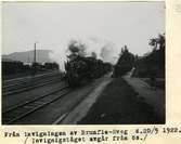 Östersund station. Statens Järnvägar, SJ. Från invigningen av Brunflo-Sveg den 20/9 1922. Invigningståget avgår från Östersund.