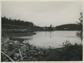 Vy över ban och vägbygget vid Kortaksjön.