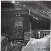 Inifrån driftverkstaden i Boden efter branden.