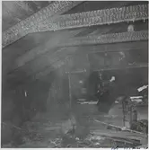 Inifrån driftverkstaden i Boden efter branden.