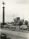 Helsingborg F (färjestation). Till vänster monumentet Sjöfartsgudinnan.