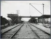 Byggnation av Sjölundaviadukten, uppläggning av balk i spann 1.