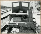 Rälssmörjning från motortralla efter linjen Gävle - Falun.