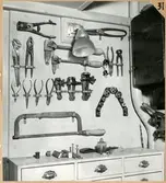 Fotografi från den franska mätvagnen Mauzin's interiör. Société Nationale des Chemins de fer Français, SNCF.