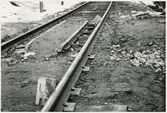 Del av bangården efter olyckan 1956-03-29 då tåg 93, 'Nordpilen, spårade ur vid Granbo station.