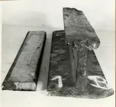 Delar av räl efter rälsbrott vid Getå den 30/5 1959.