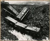 Järnvägsolycka i Norge. Banvallsras vid Katterat. Bilden tagen innan uppröjningen påbörjats.