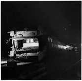 Vagn på sida efter tågolycka.