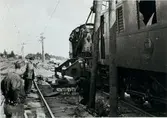 Statens Järnvägar, SJ D 539 upplyft på spåret efter olyckan i Pålsboda 1951.