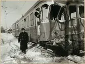 Rälsbuss Statens Järnvägar, SJ YC06 834 efter olyckan på Koskivaara station 1955.